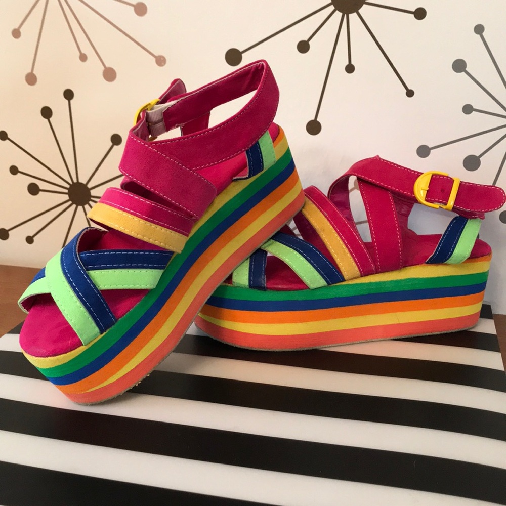 Rainbow flatform sandals